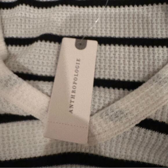 Anthropologie Vicky Thermal Waffle V Neck Tunic T.LA NWT Small Striped White Top - Picture 10 of 16